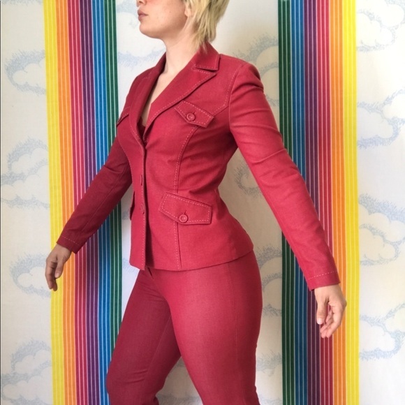 Y2K sexy two piece pant suit trendy red - Picture 2 of 11